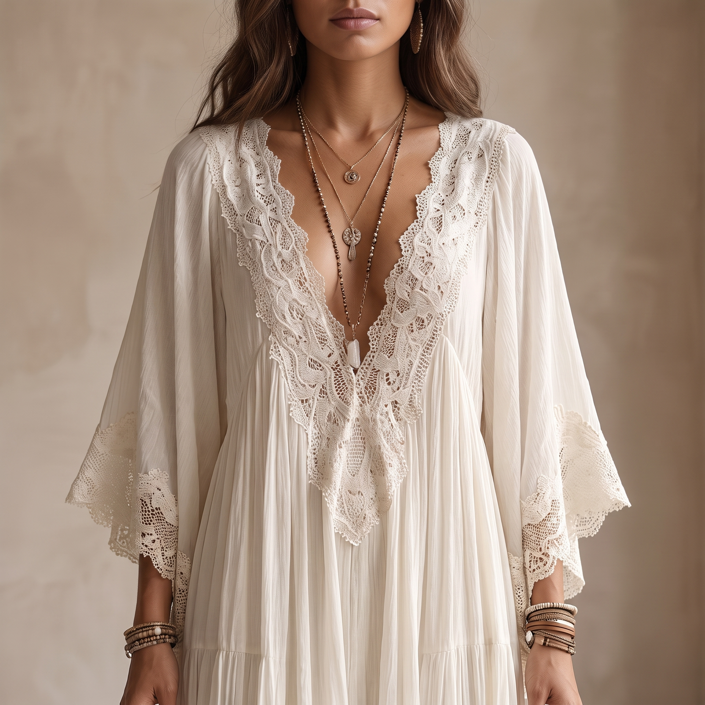 Alessa | Vestido largo de blanco con escote en V