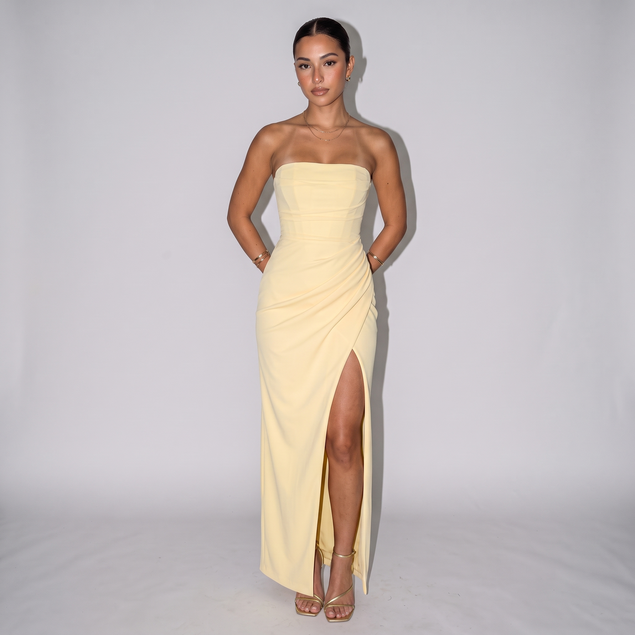 Lemon Élan Strapless Maxi Dress