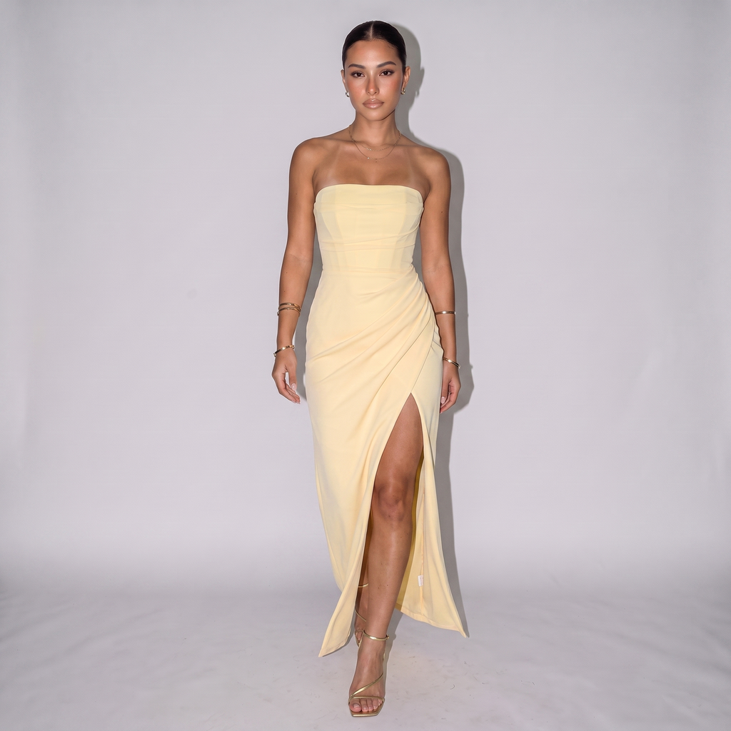 Lemon Élan Strapless Maxi Dress
