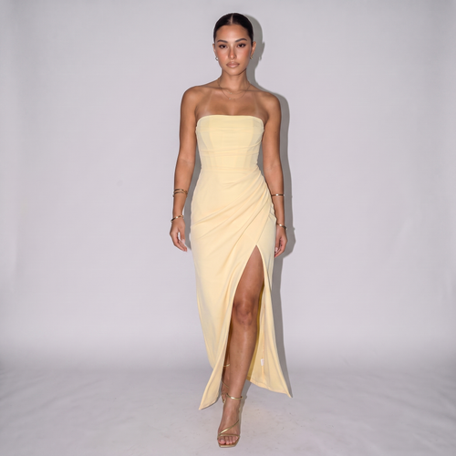 Lemon Élan Strapless Maxi Dress