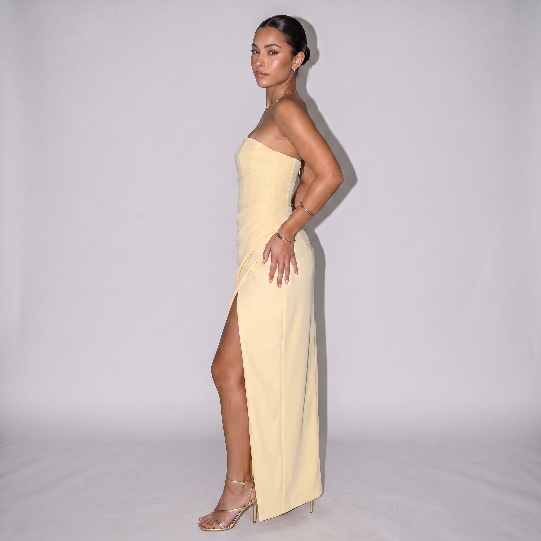 Lemon Élan Strapless Maxi Dress