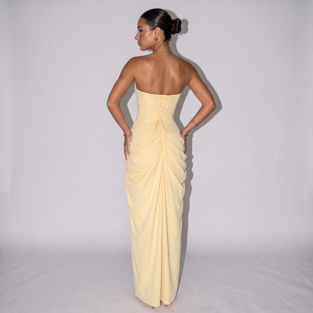Lemon Élan Strapless Maxi Dress
